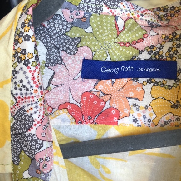 Georg Roth Los Angeles yellow Hawaiian pattern decorative floral accent short XL - Picture 10 of 10